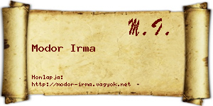 Modor Irma névjegykártya